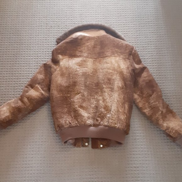Vintage Sergio Valente Faux Sheepskin Bomber Jacket- Women's Size SM/ M - Picture 3 of 12